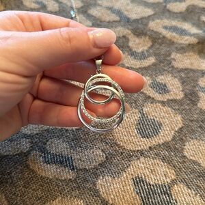 Silver circle necklace with Pavé